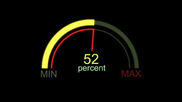 数字转速表黄色和红色箭头在黑色背景图片下载