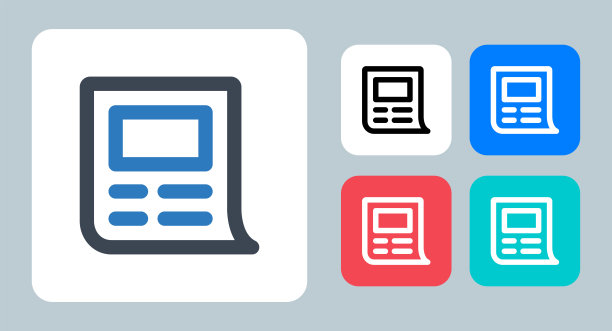 新闻图标-矢量插图。文章，新闻，报纸，文章，纸，期刊，杂志，出版，线，轮廓，平面，图标。图片下载