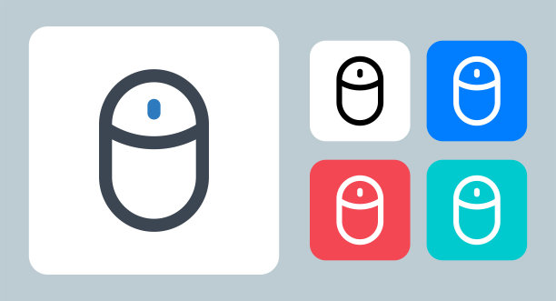 鼠标图标-矢量插图。鼠标，点击，光标，指针，滚动，设备，点，线，轮廓，平面，图标。图片下载