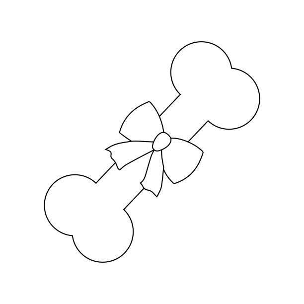 白底骨狗与线风格的弓。矢量图图片下载