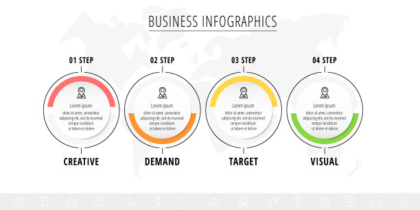 带圆的线向量最小信息图图片下载