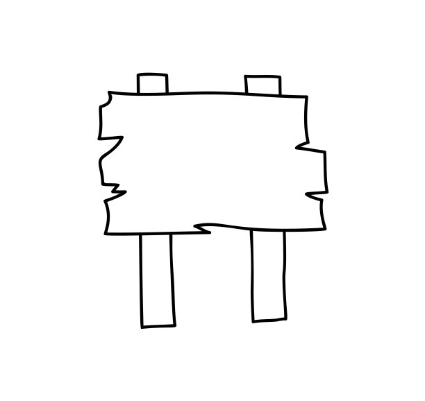 木制矢量手绘招牌板。单线元素，并放置文本。插画木招牌木板路涂鸦风格图片下载