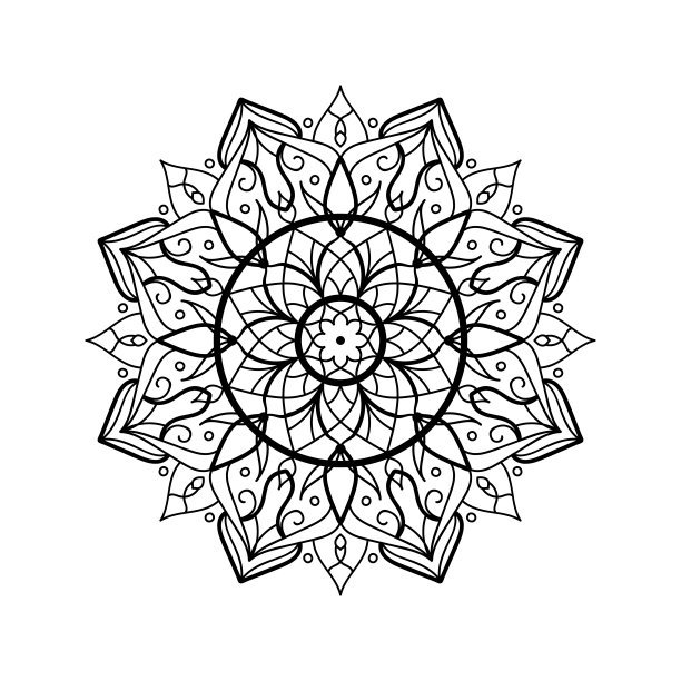 曼达拉剪影打印成人涂色书。装饰性圆形花卉装饰。东方矢量插图。图片下载