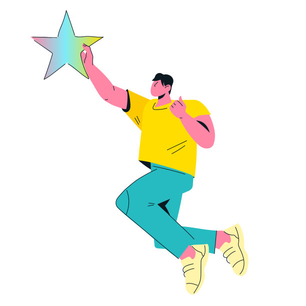 商人到达明星。成功的野心和动力，成就一个目标。图片下载