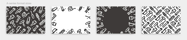 图形设计的工具图标图案背景。a大小的水平向量模板集。图片下载