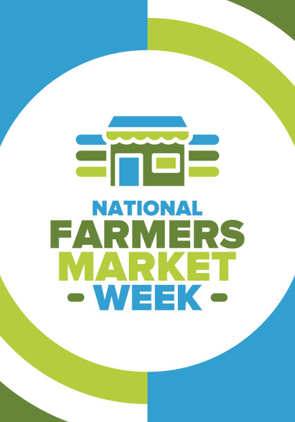 美国全国农贸市场周。一个健康的社区，支持当地经济。美国农业的发展。海报，贺卡，横幅，背景。向量图片下载