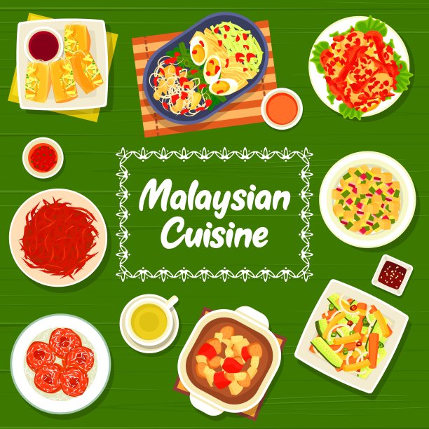 马来西亚美食餐厅食物菜单向量盖图片下载