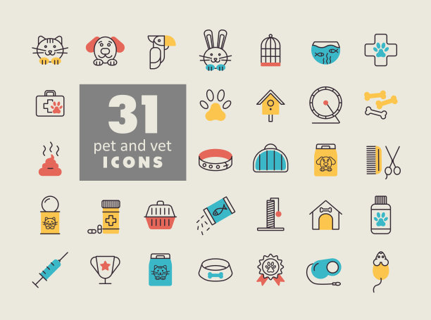 宠物和兽医矢量隔离图标集图片下载