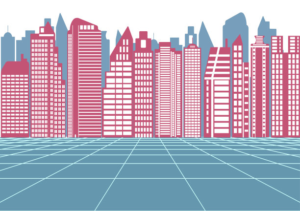 建筑塔平面设计绘图与地面景观矢量插图图片下载