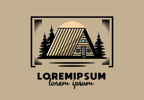 复古木屋插图设计图片下载