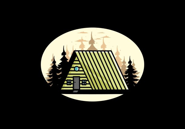 复古木屋插图设计图片下载