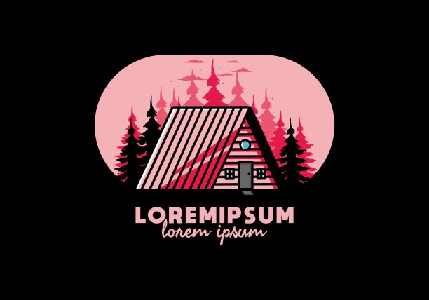 复古木屋插图设计图片下载