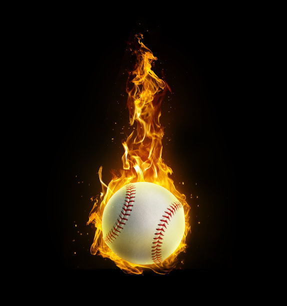 棒球，在黑色背景上燃烧图片下载