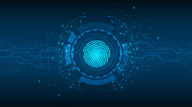 基于指纹技术背景的矢量抽象安全系统概念。图片下载