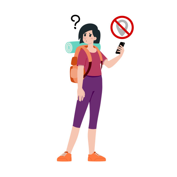 年轻快乐的女子旅游平卡通人物。旅行的人在暑假旅行，孤立在白色的背景。图片下载