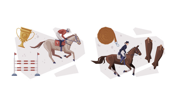 骑师俱乐部与人骑马坐在马背上鞍向量合成集图片下载
