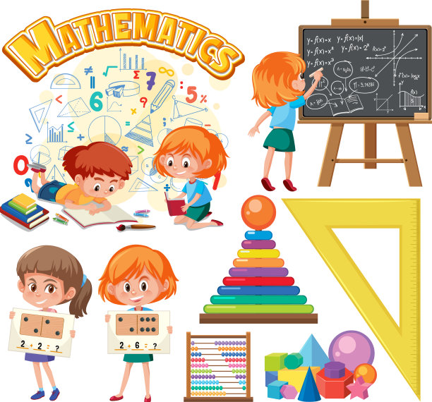 数学课堂用品和学生对象图片下载