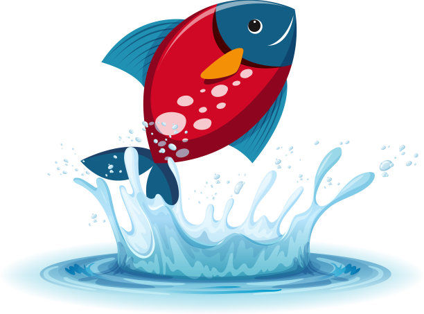 白底鱼溅水花图片下载