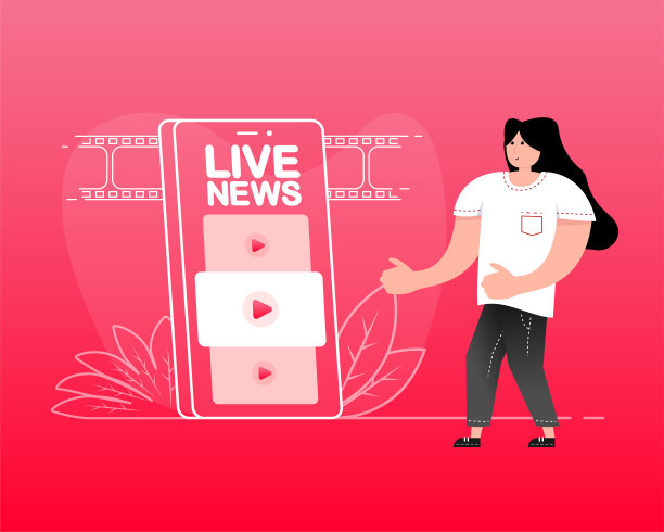 平面图标与直播人横幅设计。平面向量插图。等距插图。3 d矢量图标。图片下载