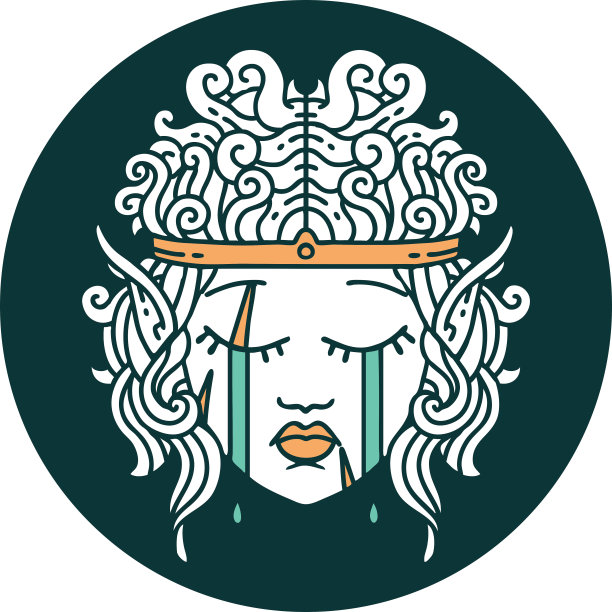 哭泣的精灵野蛮人角色的脸图标图片下载