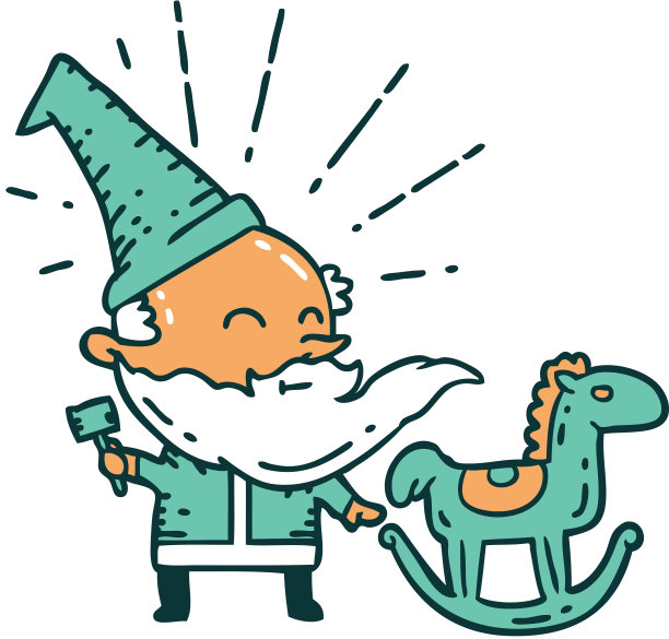 传统纹身风格圣诞老人圣诞人物制作玩具图片下载