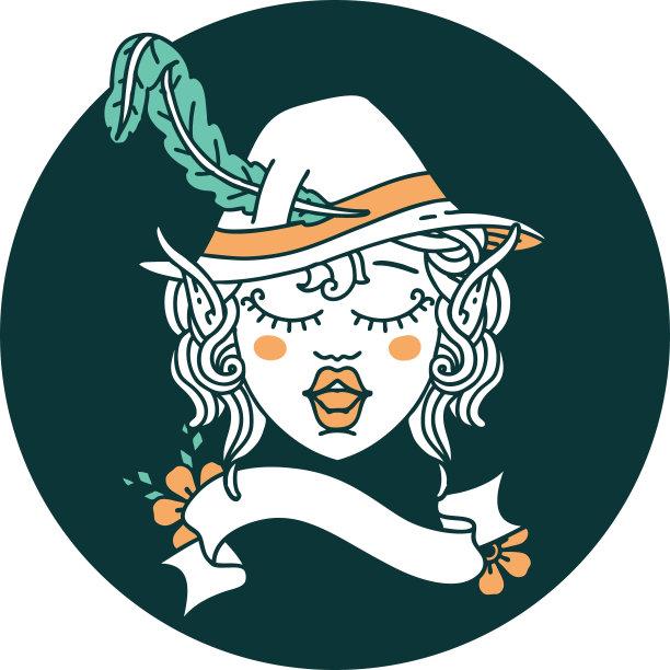 精灵吟游诗人角色的脸图标图片下载