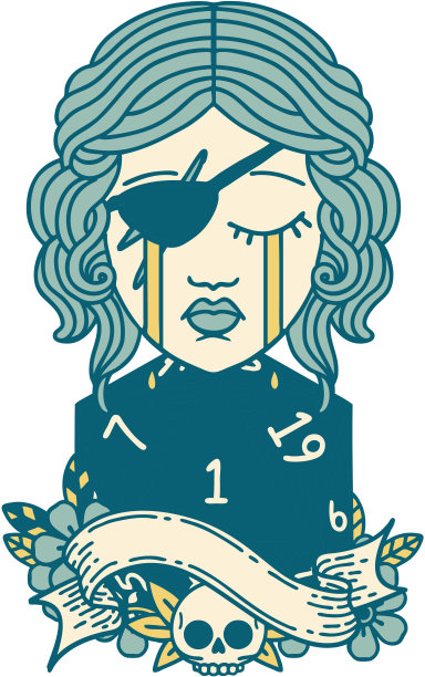 哭泣的人类流氓，有一个天然的D20卷插图图片下载