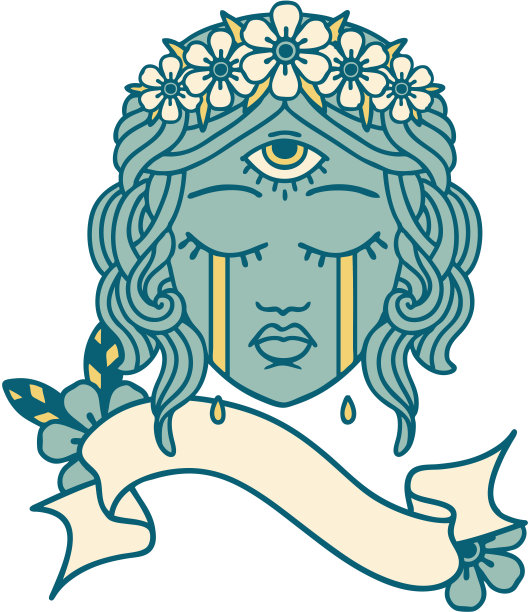 纹有女人脸的第三只眼睛哭的横幅图片下载