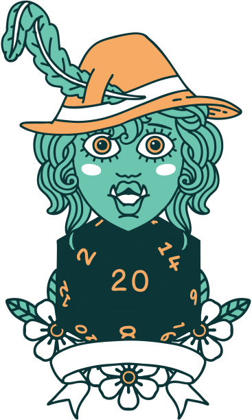 半兽人吟游诗人与自然20骰子滚动插图图片下载