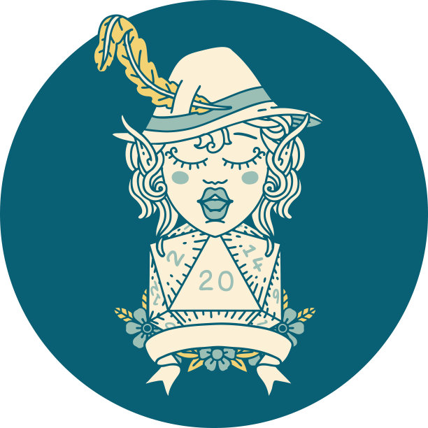 精灵吟游诗人与自然二十骰子滚动插图图片下载