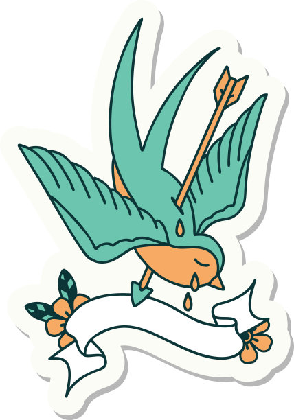 纹身贴纸上有一只燕子哭泣的横幅图片下载