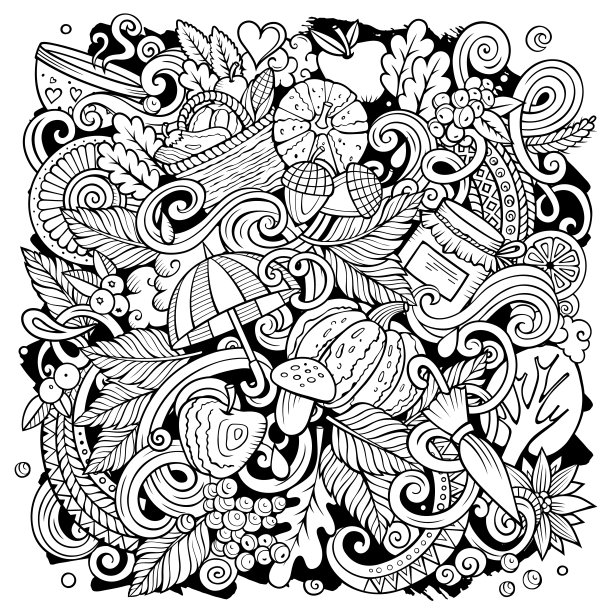秋季卡通矢量涂鸦插图图片下载