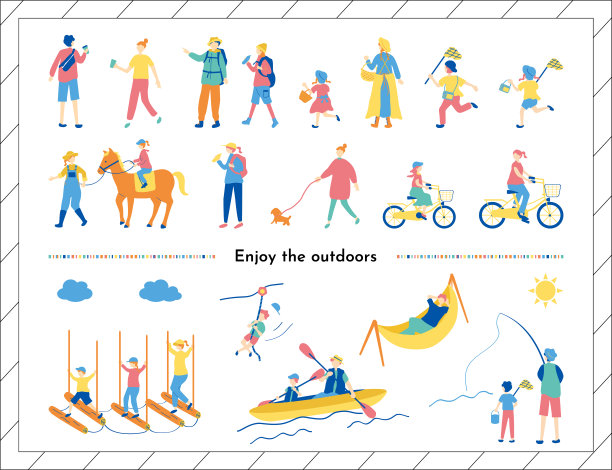 设置插图的人享受户外冒险图片下载