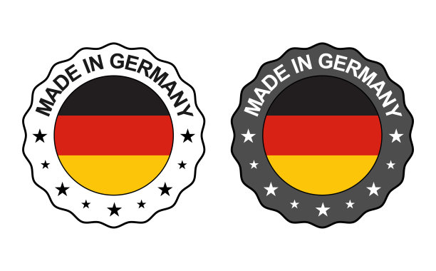 套德国制造印章，产品标签标签标志，不干胶质量邮票矢量插图图片下载