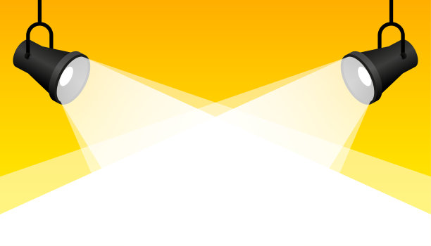 聚光灯在白色背景上闪耀。发光的墙壁上。矢量插图。图片下载