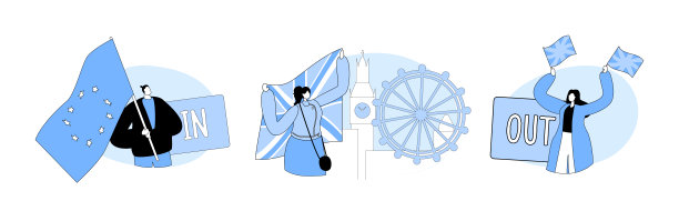 脱欧与反脱欧支持者政治示威概念。戴着英国国旗和欧盟旗帜的人们图片下载