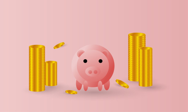 猪的设计被金币包围图片下载