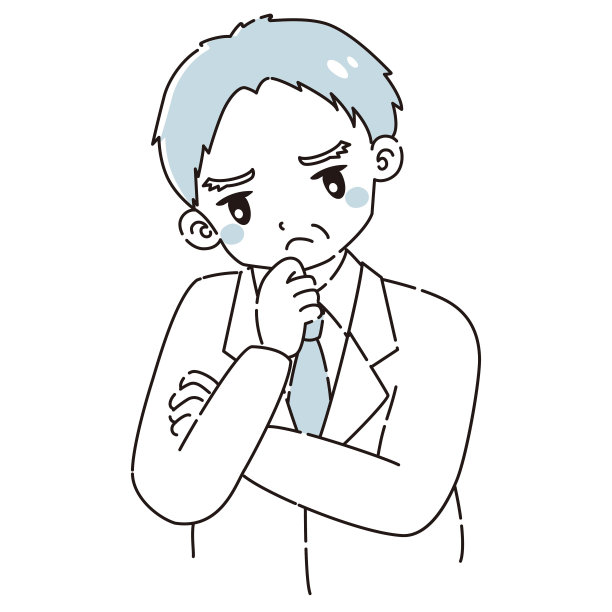 一个穿着白大褂的资深男子在思考的插图图片下载