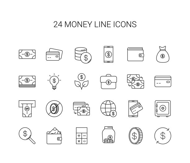 行图标集。钱包。矢量图图片下载