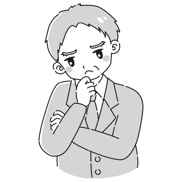 一个穿着西装的年长男子双臂交叉的插图图片下载