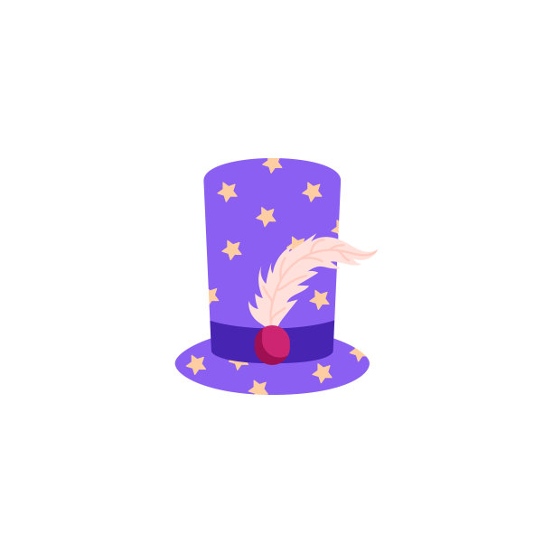 魔术帽嘉年华头饰平面卡通矢量插图孤立在白色。图片下载