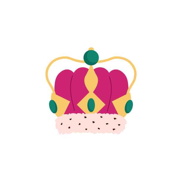 国王王冠与宝石，万圣节派对或嘉年华服装元素-平面矢量插图孤立在白色。图片下载