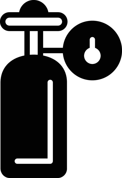 焊接气瓶压力表概念，CO2氧阀门矢量图标设计，弧焊设备和金属工作符号，建筑和工业制造标志，图片下载