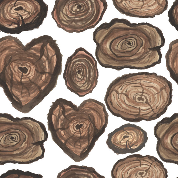 水彩树板不同形状的矢量无缝图案图片下载