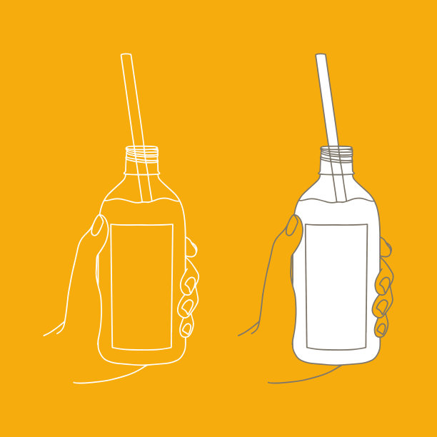 用吸管拿着一瓶饮料。图片下载