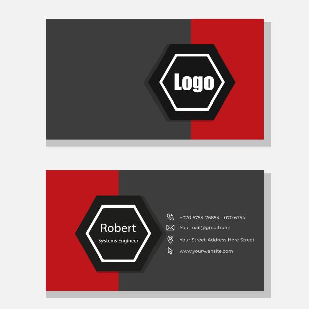 红色矢量现代抽象干净简洁的名片模板图片下载