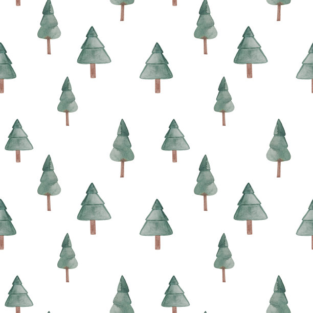无缝模式。水彩手绘圣诞树，孤立在白色。北欧设计中的冷杉树。假日模式图片下载