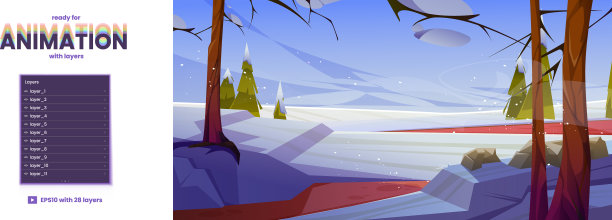 冬季景观准备卡通游戏动画图片下载