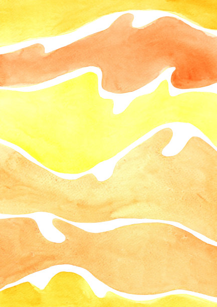 黄色和橙色水彩底色装饰秋夏季节。图片下载