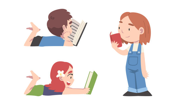 一套可爱的孩子读书的孩子图片下载